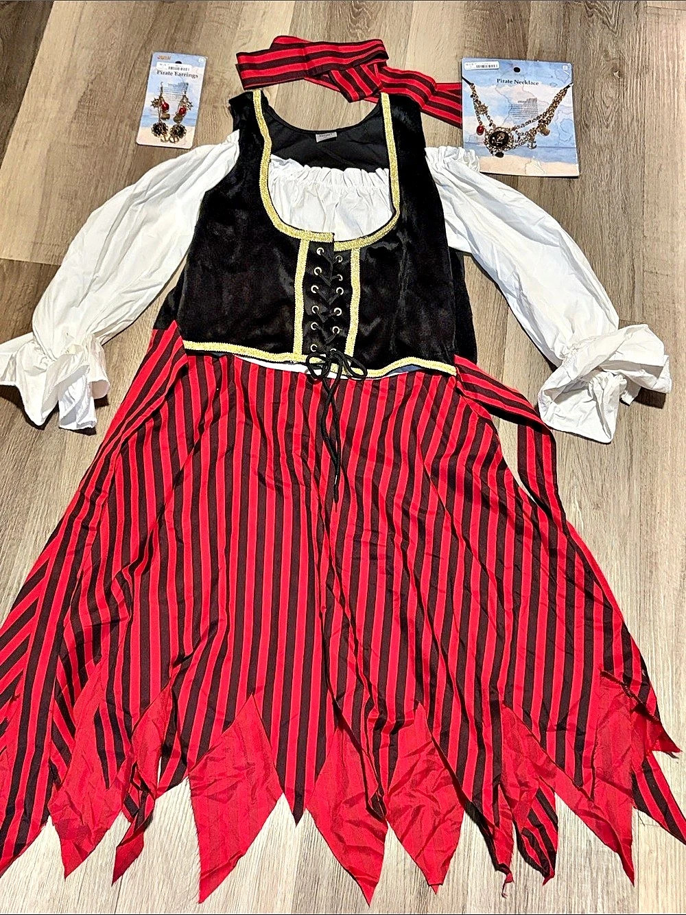 Spirit pirate costume with accessories in Red & Black Size Small/Medium Like New